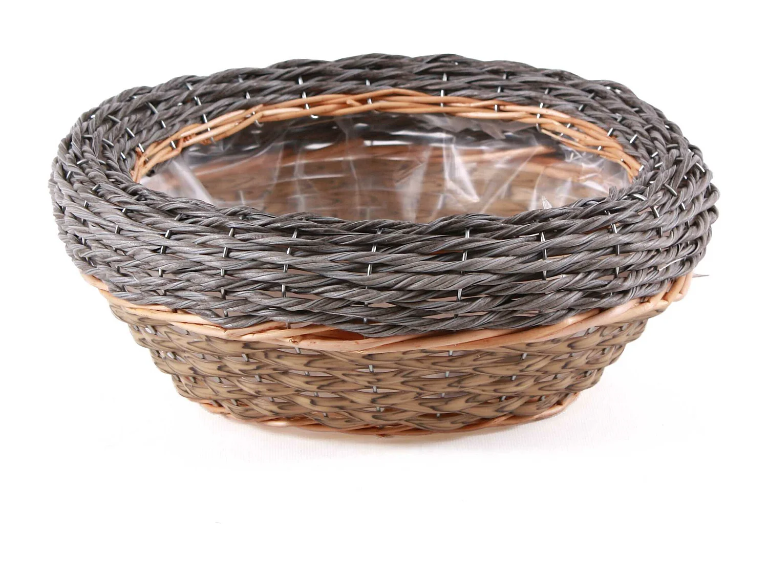 Set di 3 portafiori rotondi in vimini e pvc