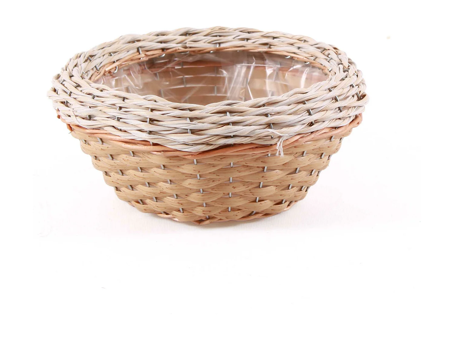 Set di 3 portafiori rotondi in vimini e pvc