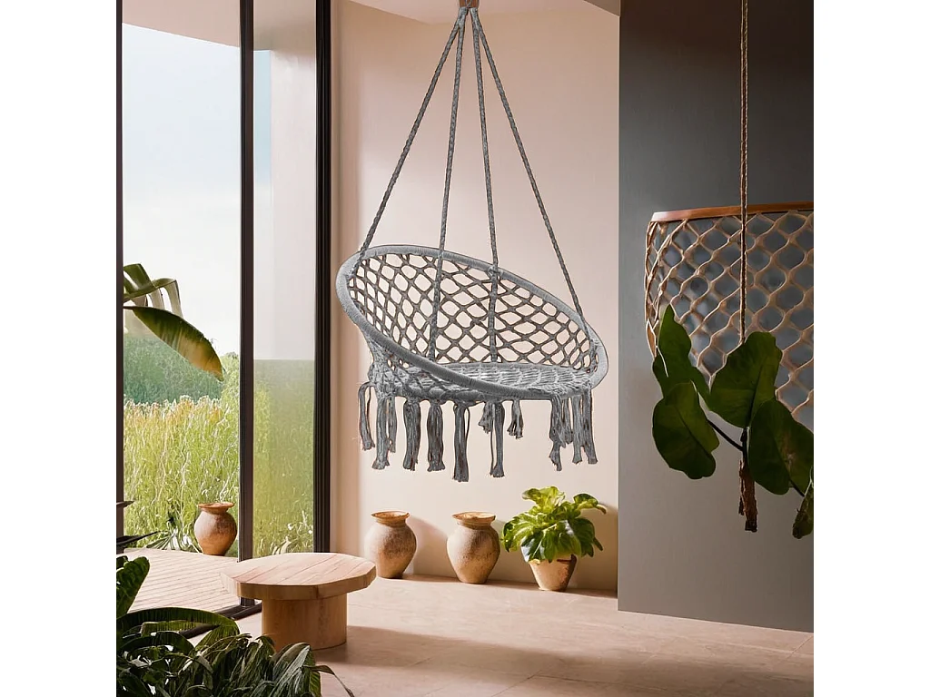 Poltrona pensile grigia in cotone