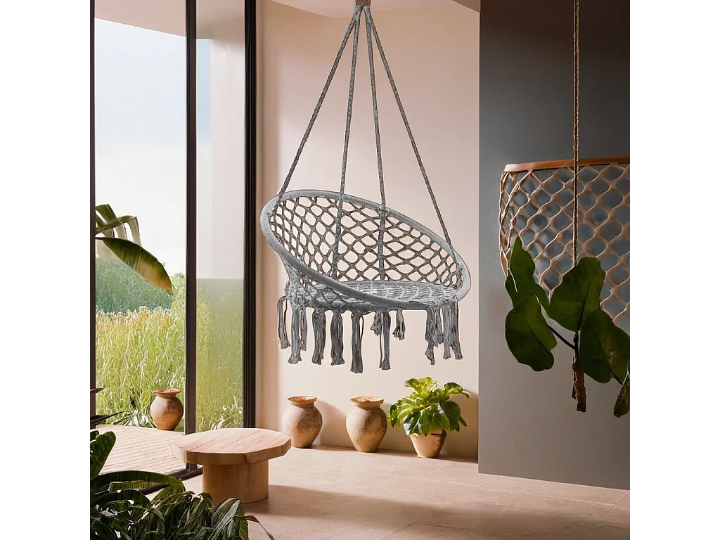 Poltrona pensile grigia in cotone