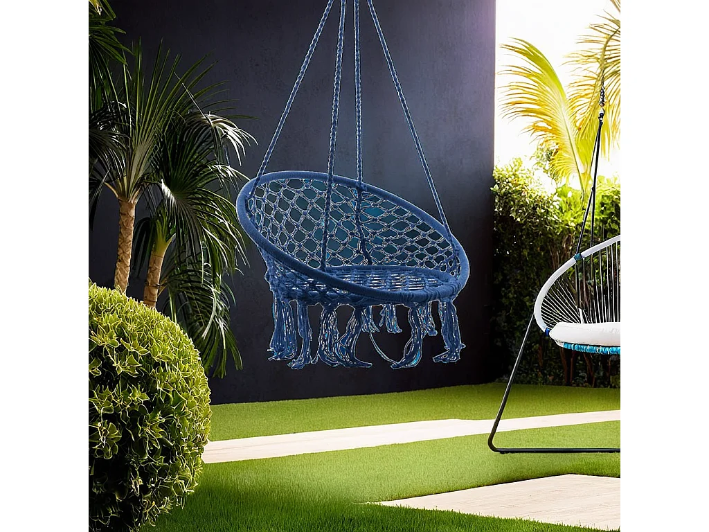 Poltrona pensile blu in cotone