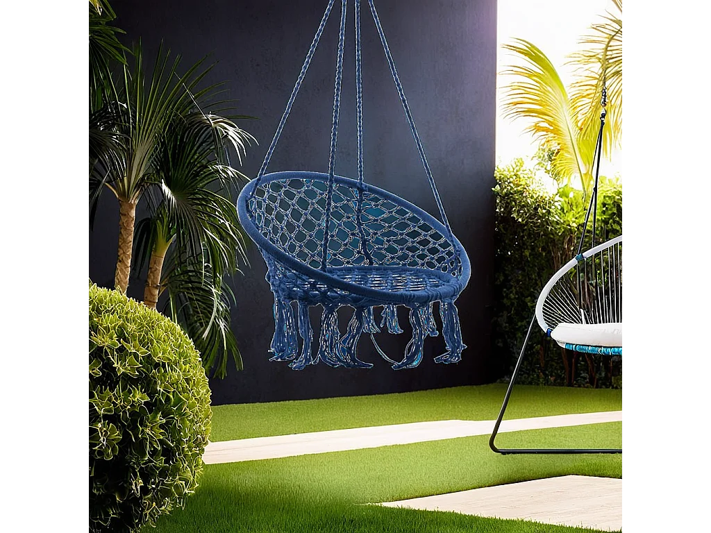 Poltrona pensile blu in cotone