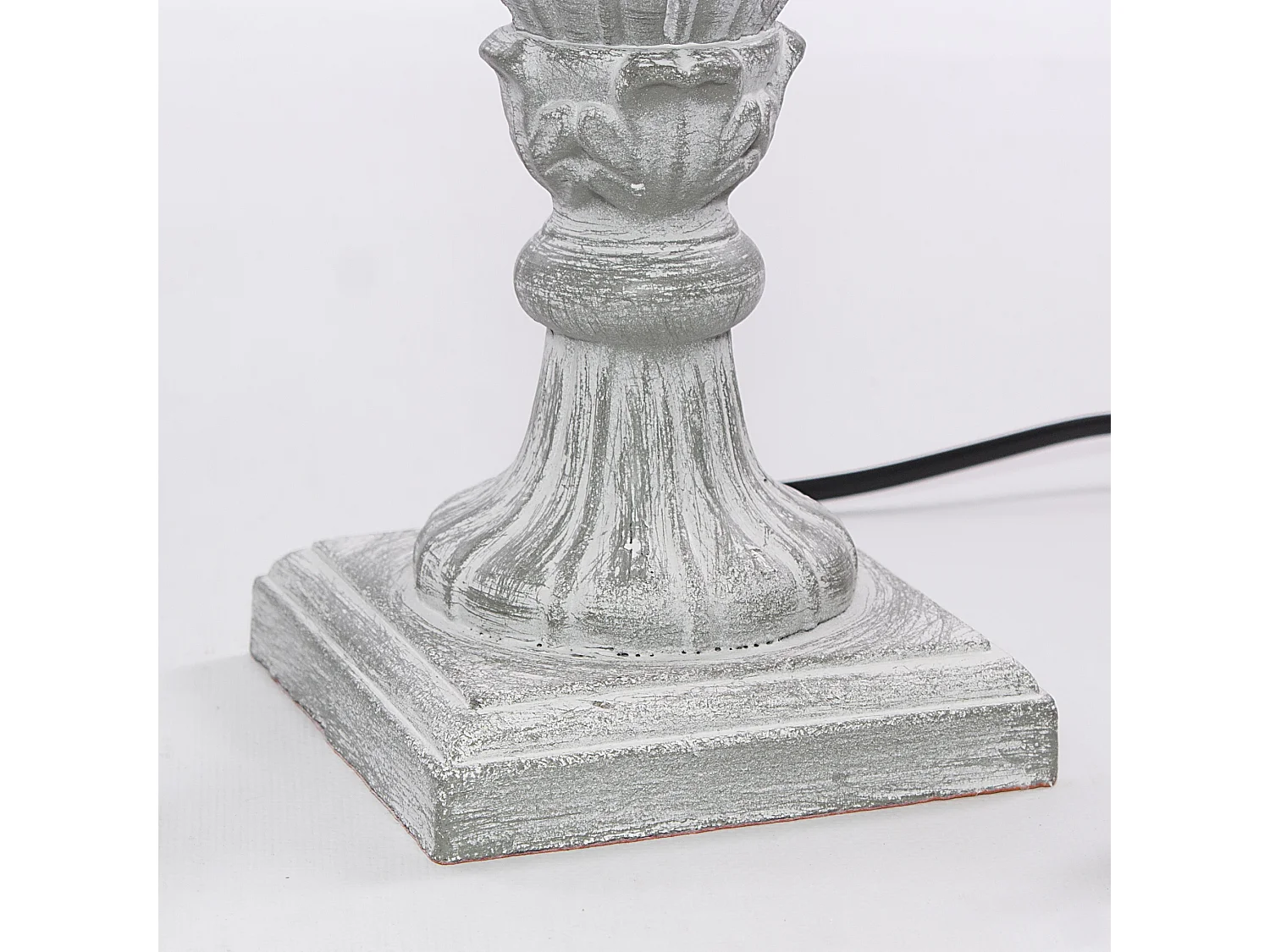 Lampada da Tavolo Grigia in MDF con Paralume Bianco Design Classico Attacco E27