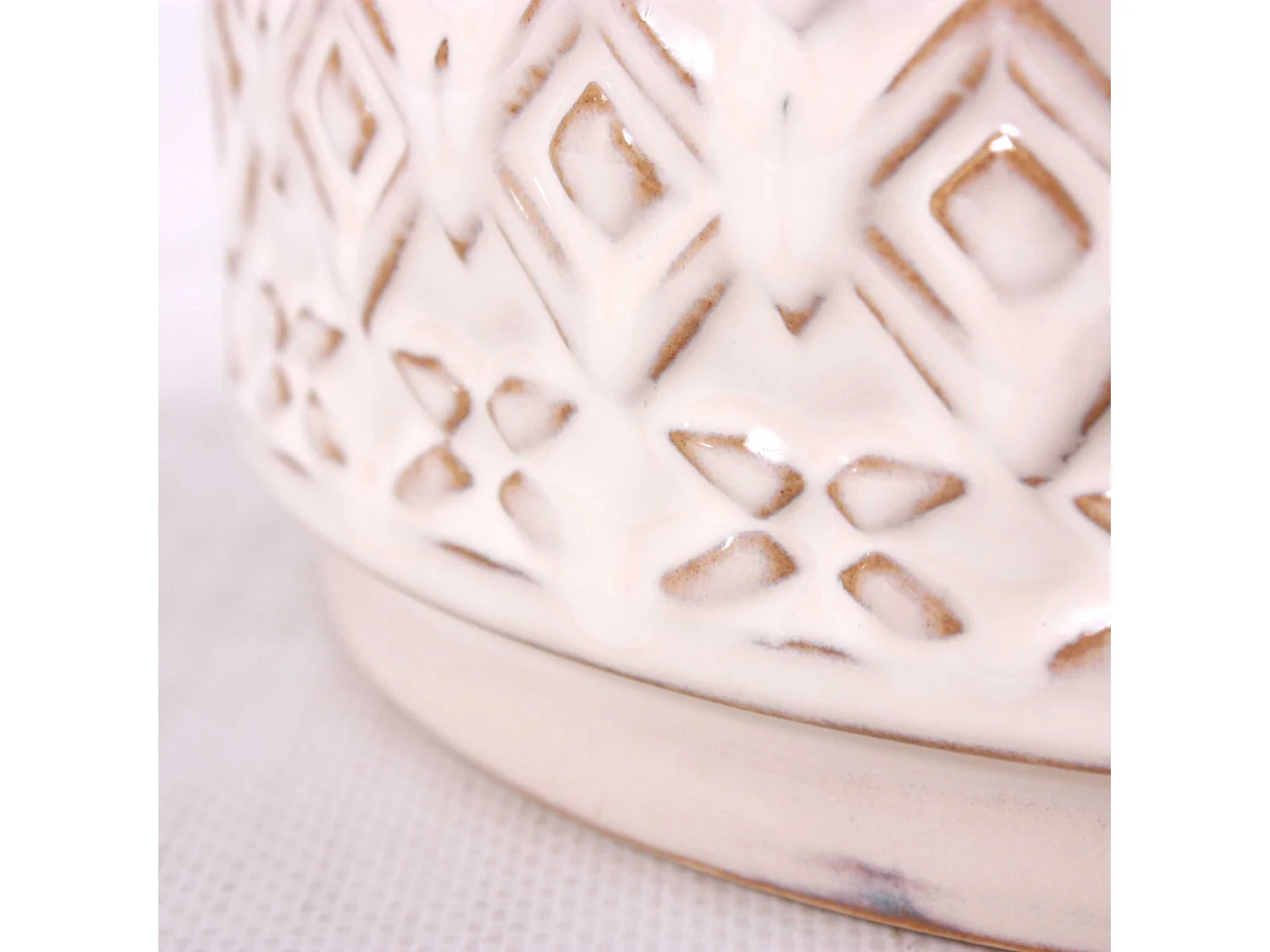 Lampada da tavolo in ceramica bianca con paralume ecrù lampada decorativa