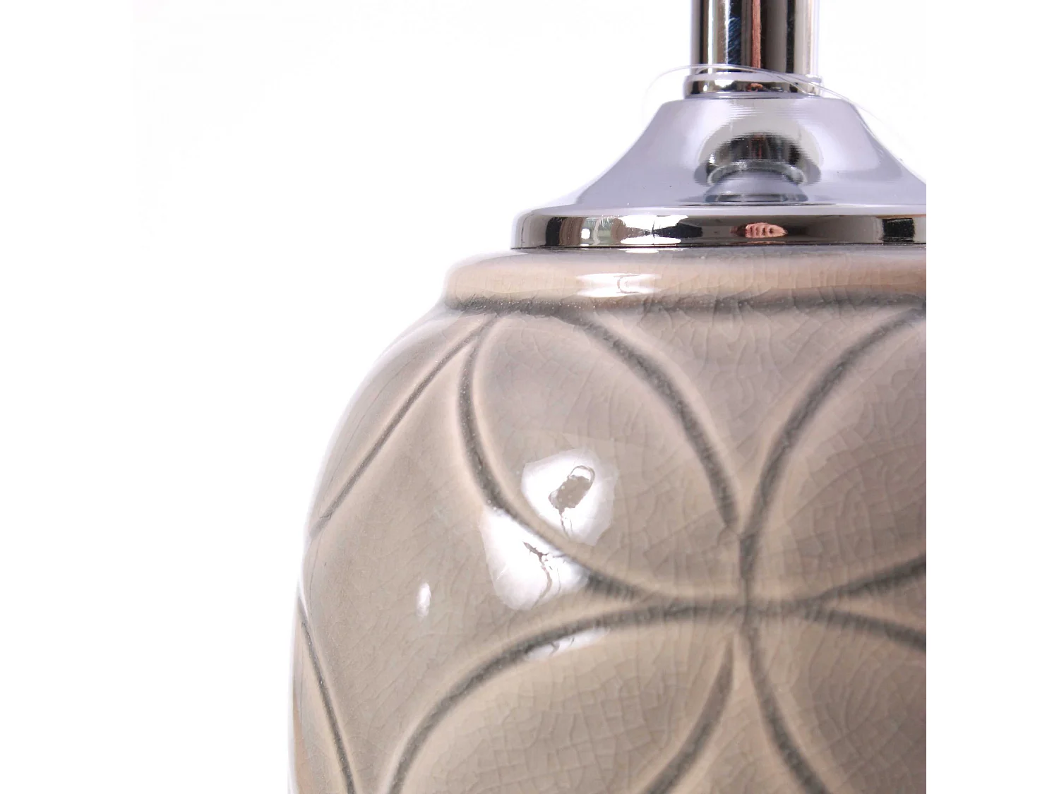 Lampada da Tavolo Beige in Ceramica con Paralume Bianco Stile Vintage Attacco E27