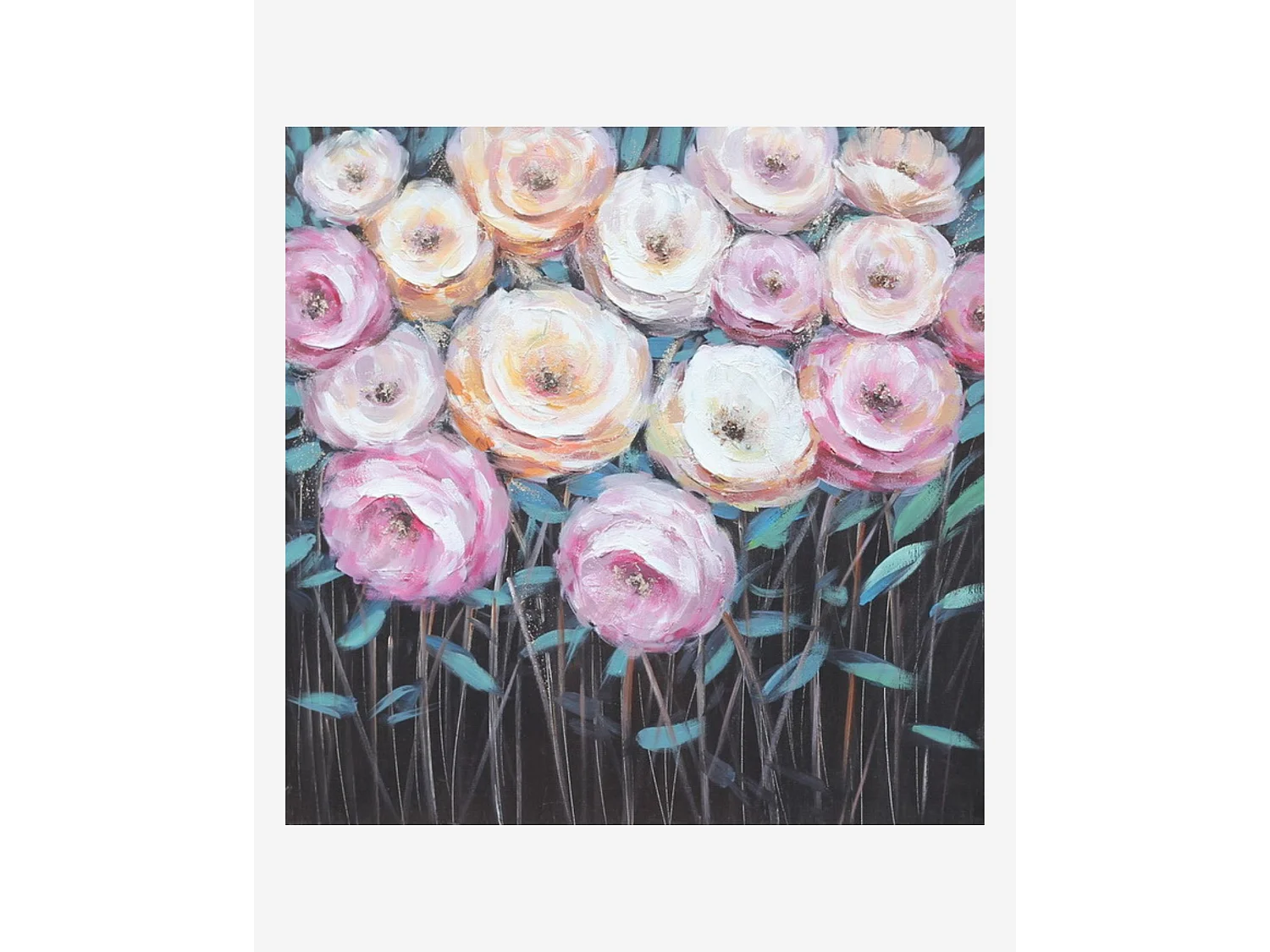 Quadro Rose Floreale 80x80 cm con Telaio in Legno di Abete Decorazione Parete Casa