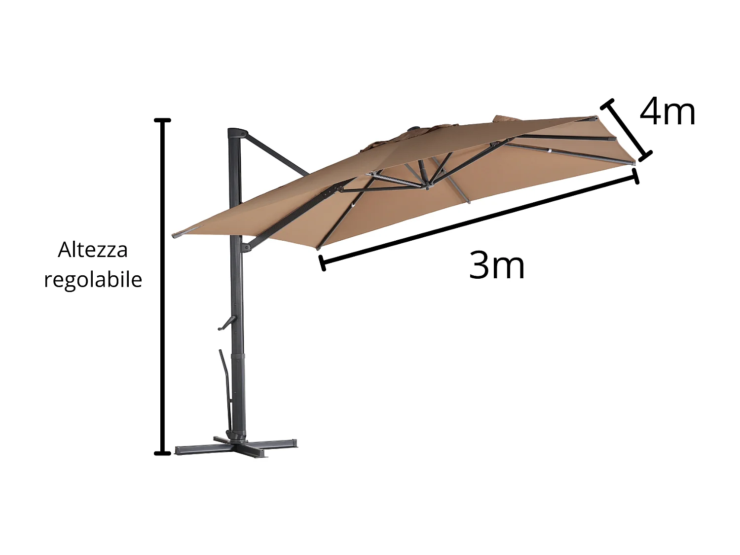 Ombrellone 3X4 con palo laterale