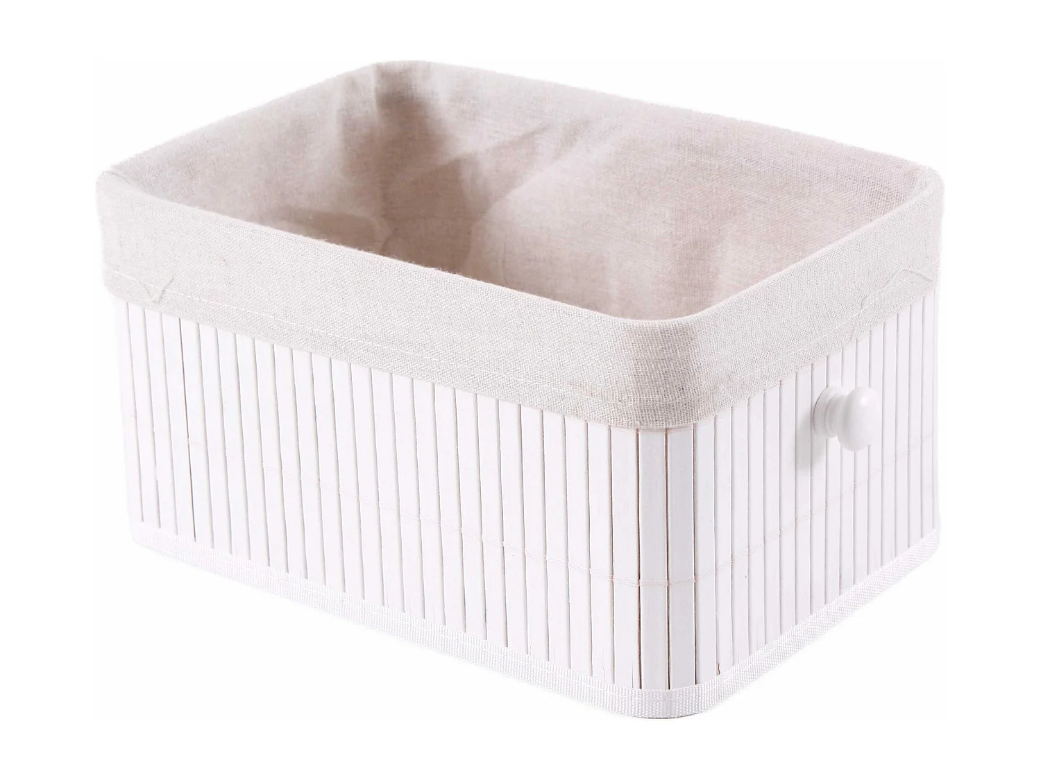 Cassettiera larga in abete e bambù bianca