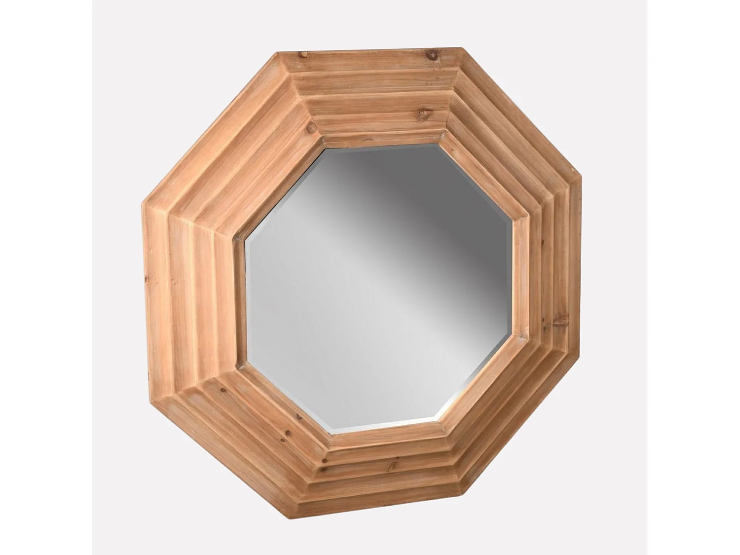 Specchio da parete ottagonale in legno