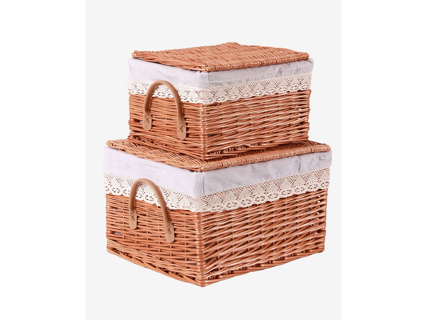 Set di 2 bauli in vimini bollito