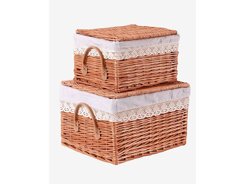 Set di 2 bauli in vimini bollito