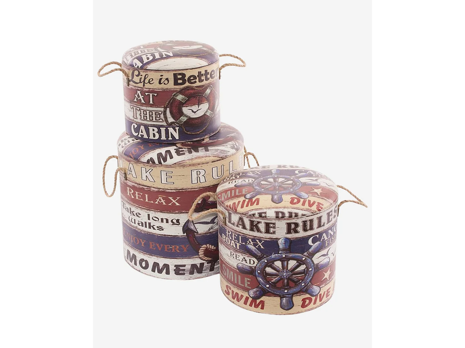 Set di 3 pouf contenitore in mdf