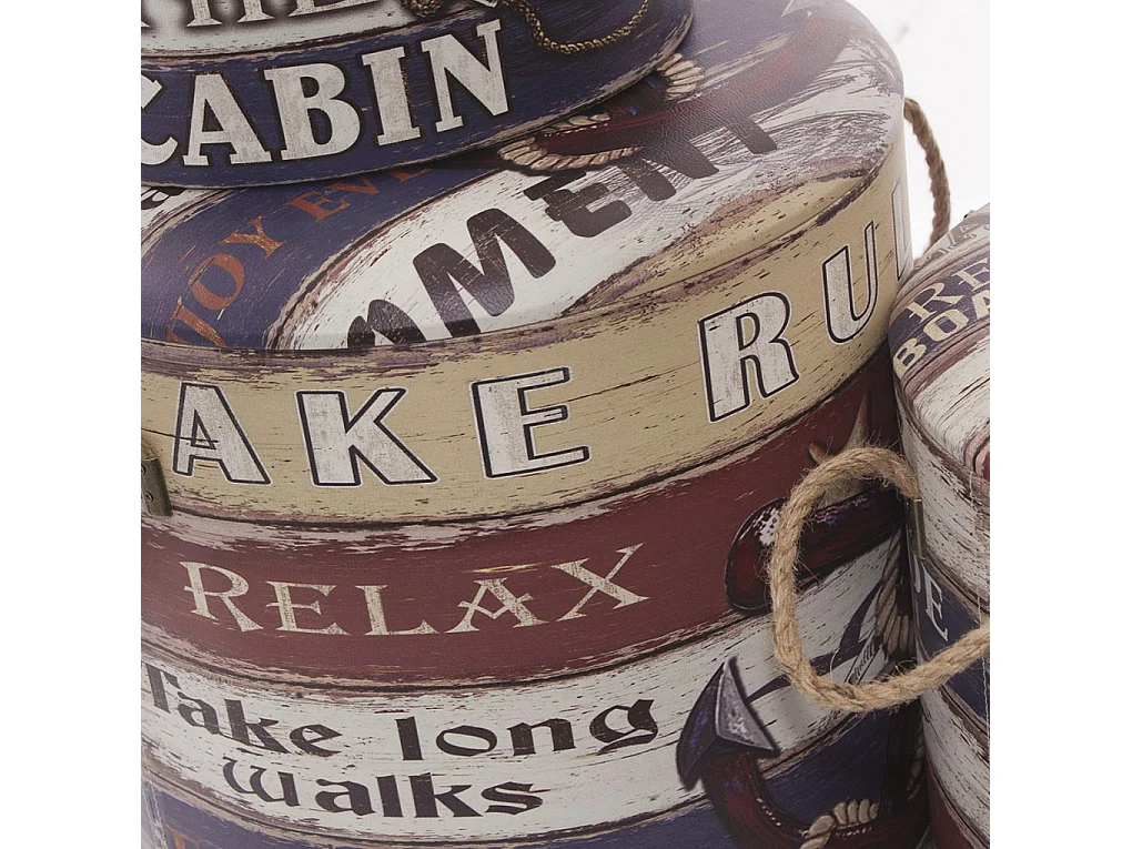 Set di 3 pouf contenitore in mdf