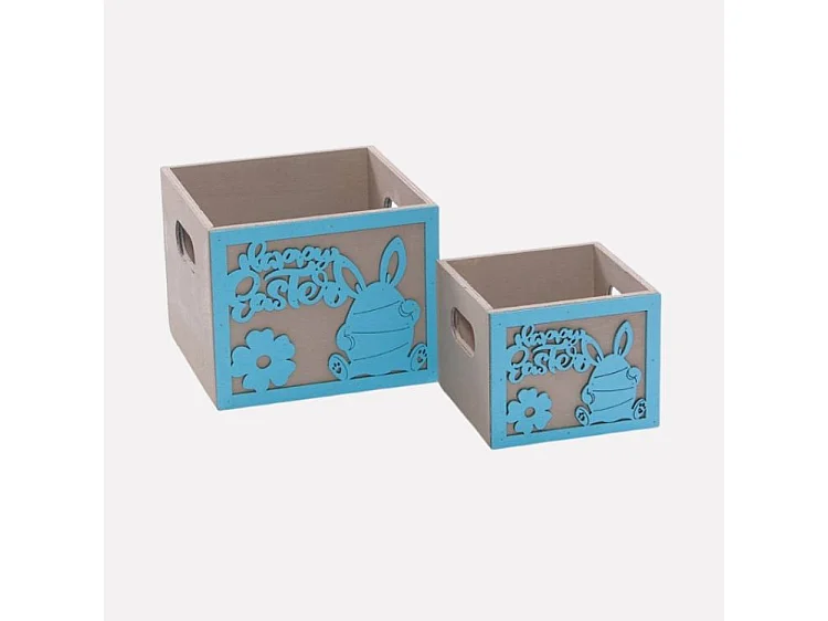 Portavaso azzurro in abete in set di 2