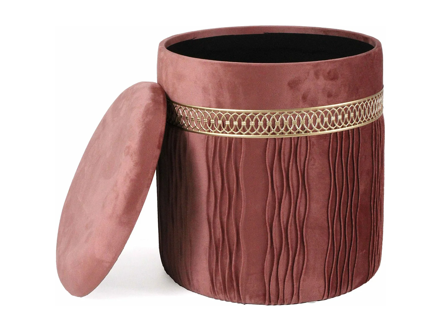 Set di 2 pouf contenitore in velluto rosa