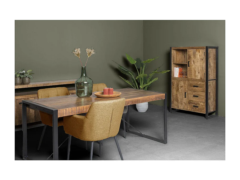 DACCA-Table à manger 8 personnes 200 cm en bois massif