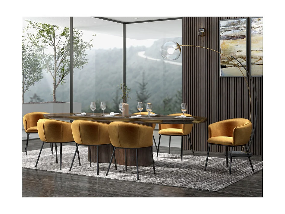 SEVILLE-Table à manger Ovale 10 personnes 250 cm en bois massif brun