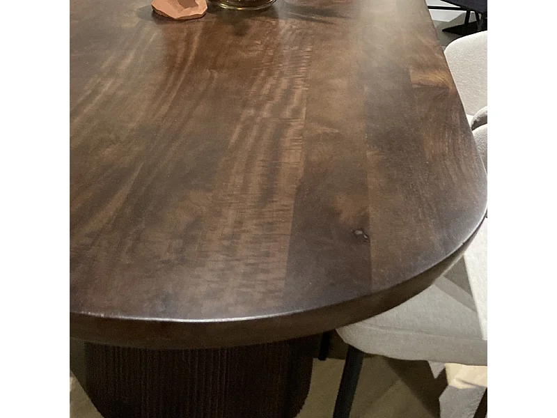 SEVILLE-Table à manger Ovale 10 personnes 250 cm en bois massif brun