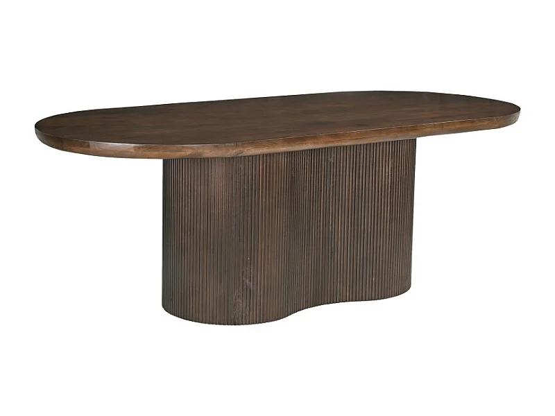 SEVILLE-Table à manger Ovale 10 personnes 250 cm en bois massif brun