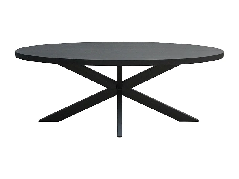 UZES-Mesa de comedor ovalada 6/8 personas 180cm madera negra