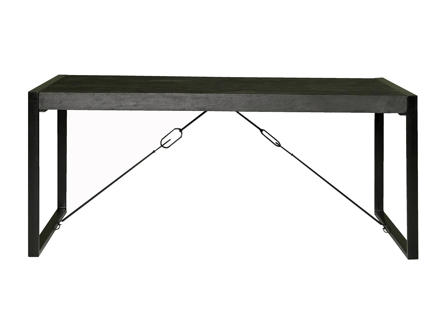 LUZ-Mesa de comedor 8 personas 200 cm en madera maciza negra
