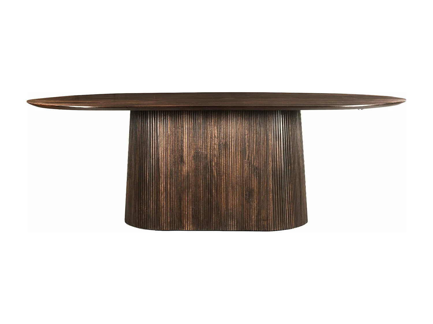 SIENNE-Table à manger Ovale 10 personnes 230 cm en bois massif brun