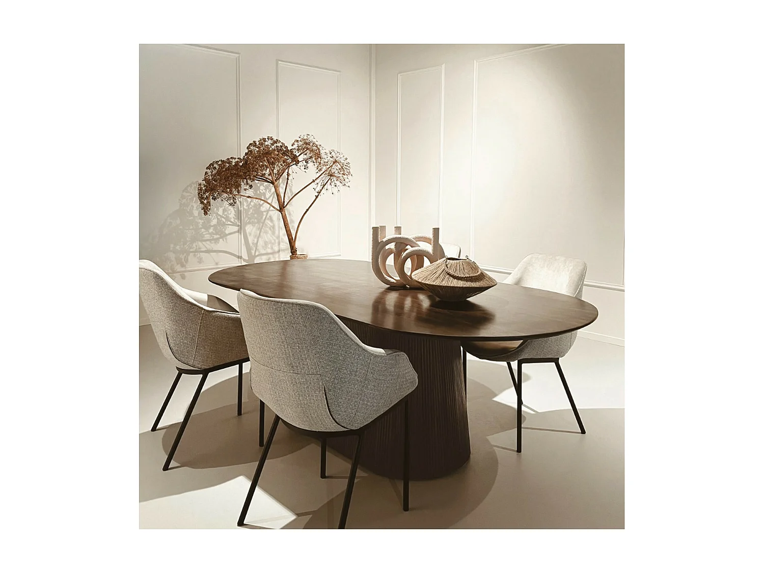 SIENNE-Table à manger Ovale 10 personnes 230 cm en bois massif brun