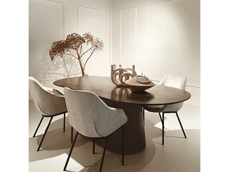 SIENNE-Tavolo da pranzo ovale 10 persone 230 cm marrone