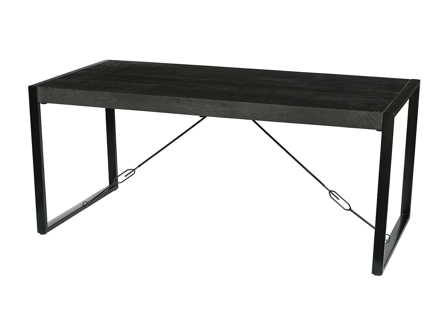 LUZ-Mesa de comedor 6 personas 160 cm en madera maciza negra