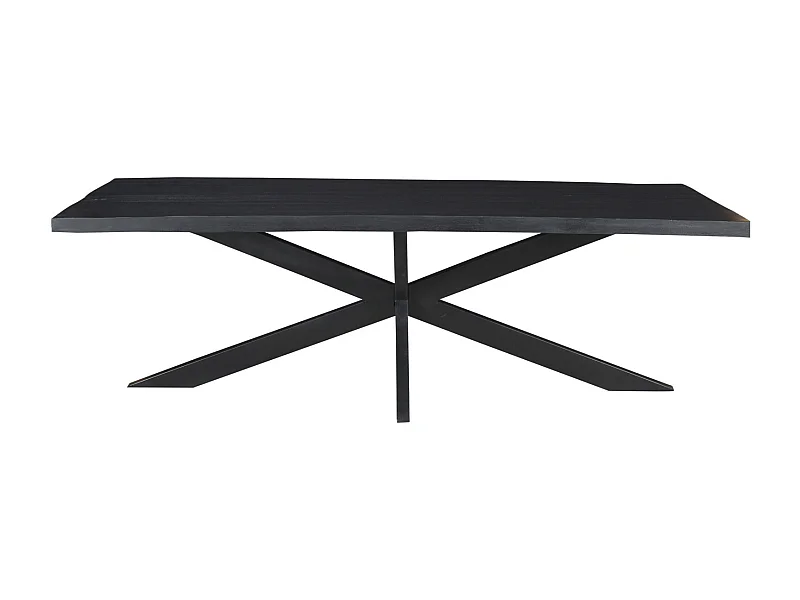 UZES-Mesa de comedor 6/8 personas 180 cm madera maciza negra