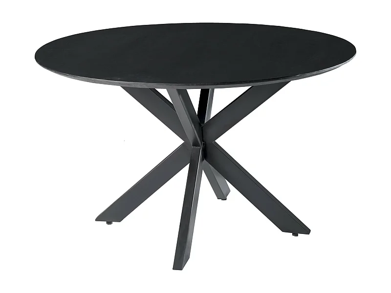 URBAN-Table à manger ronde 6 personnes 130 cm en bois massif noir