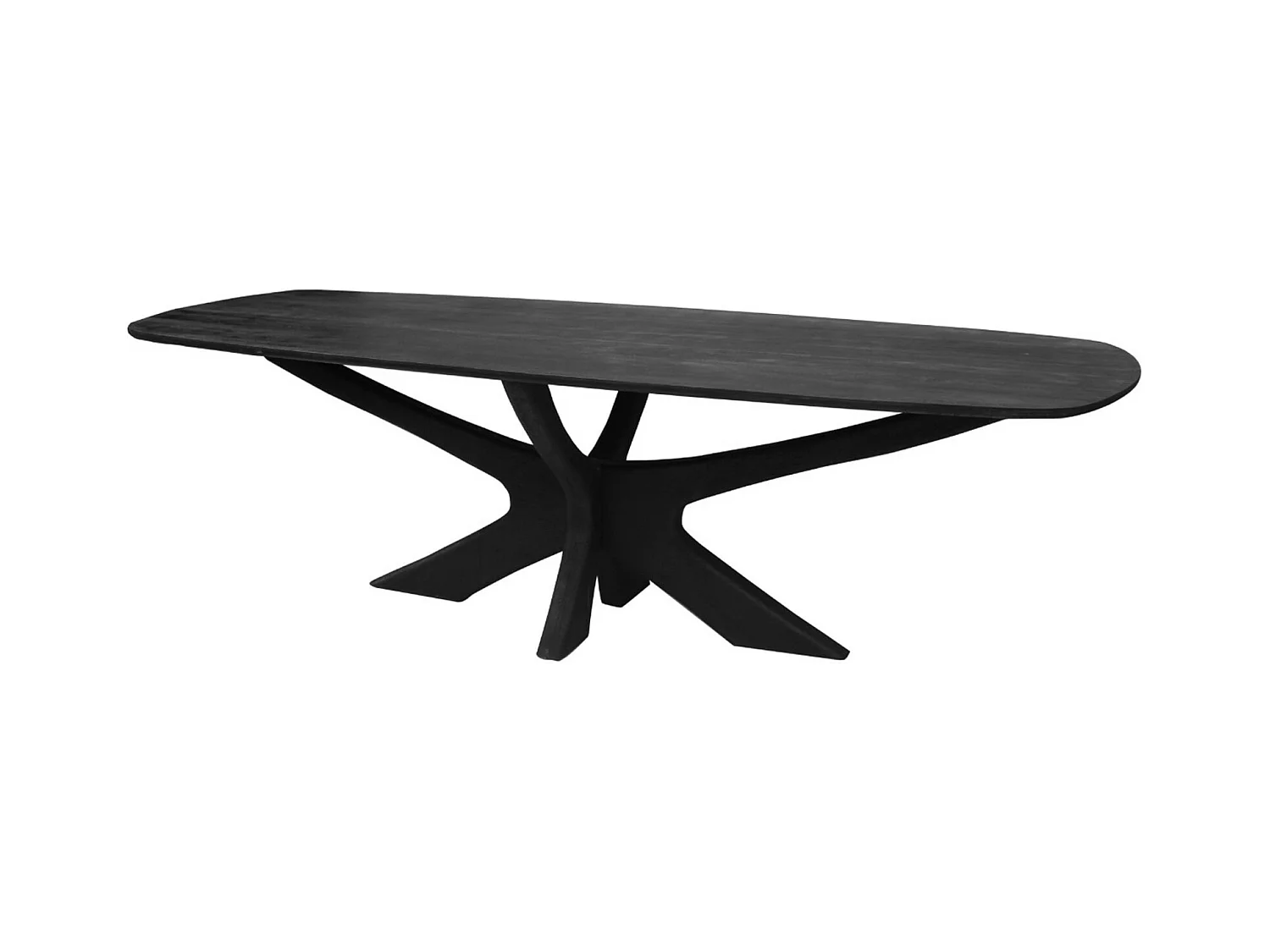EPSYLON-Mesa de comedor ovalada para 8 personas, L.220 cm, de madera maciza negra