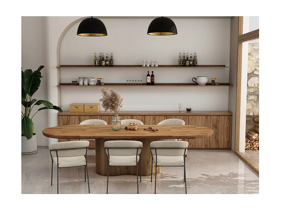 SEVILLE-Table à manger Ovale 8/10 personnes 220 cm en bois massif