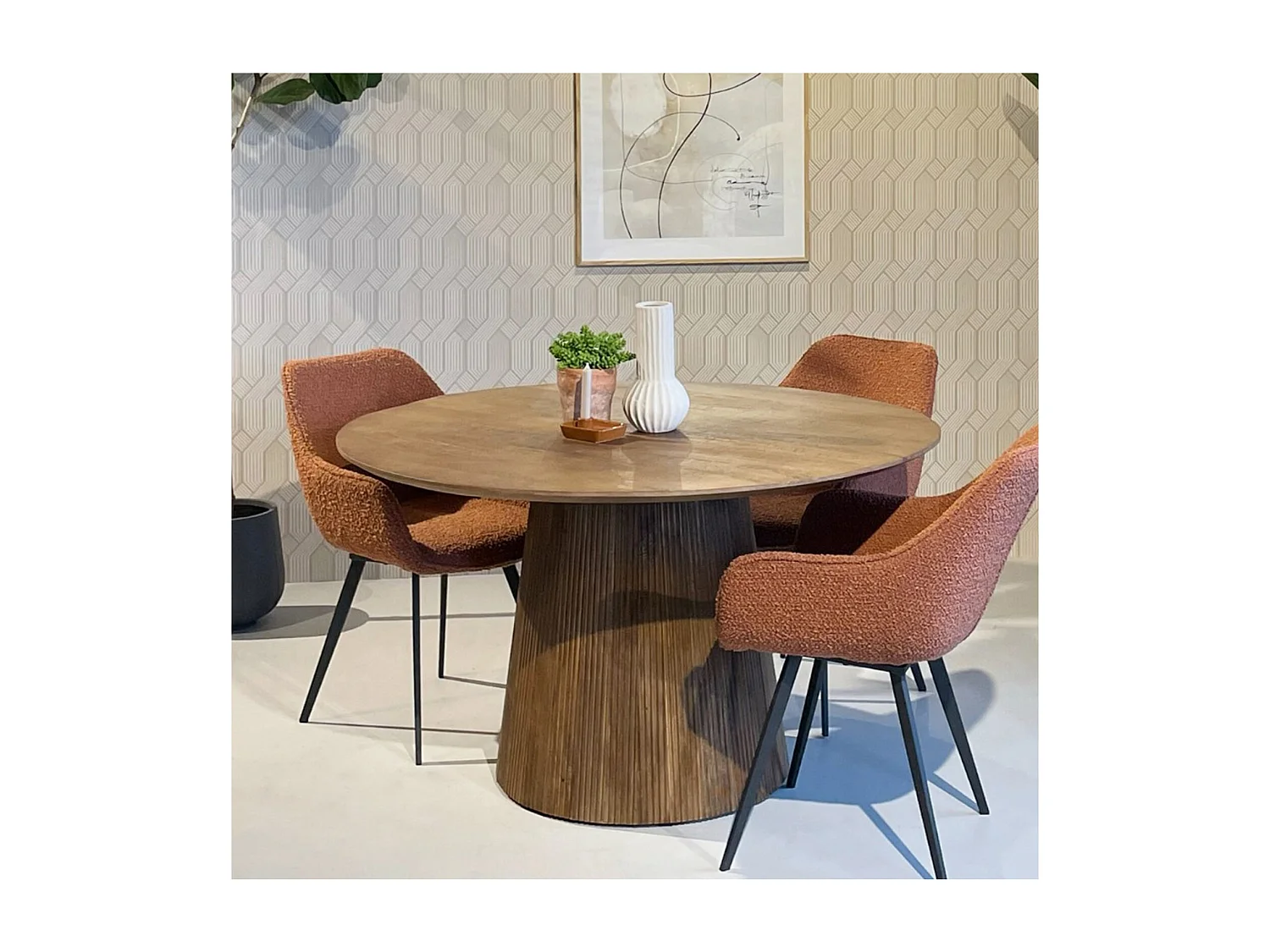 SIENNE-Mesa de comedor redonda 4 personas D130 cm de madera