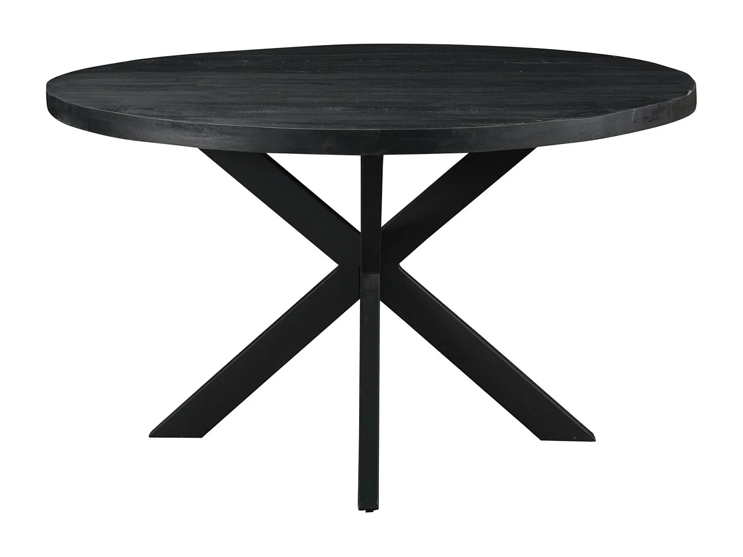 UZES-Table à manger ronde 6 personnes 150 cm en bois massif noir