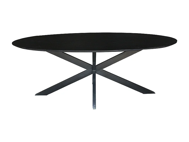 URBAN-Table à manger ovale 8/10 personnes 210 cm en bois massif noir