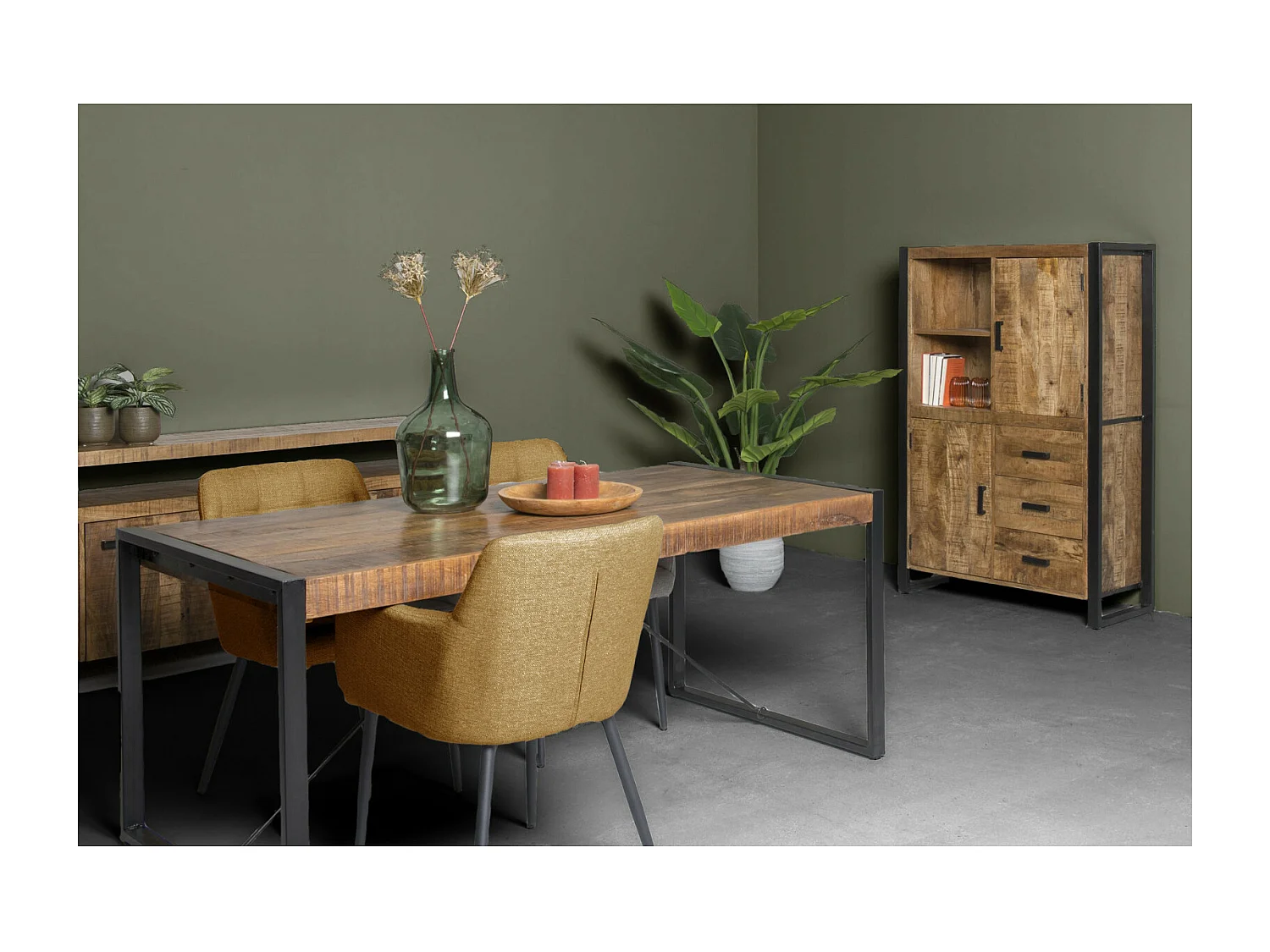 DACCA-Mesa de comedor 6/8 personas 180 cm en madera maciza