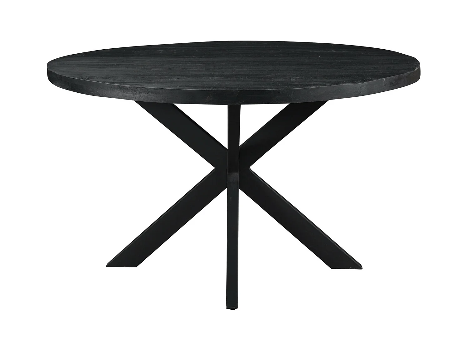 UZES-Table à manger ronde 4/ 6 personnes 130 cm en bois massif noir