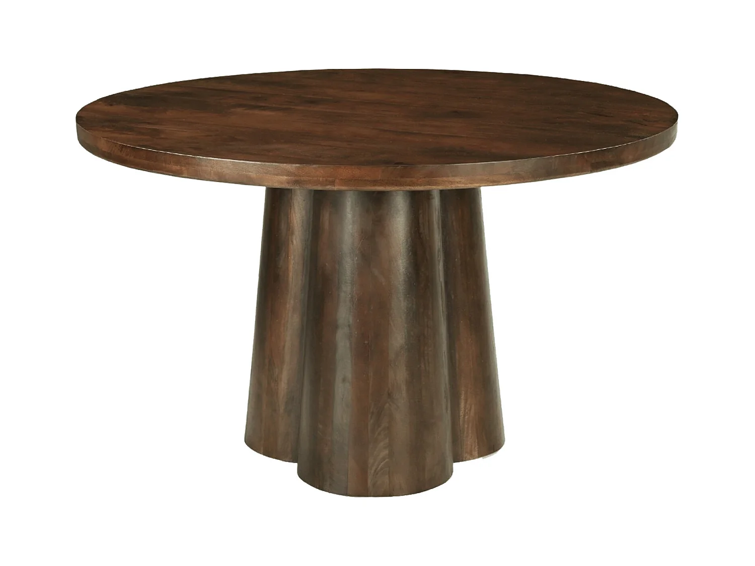 FIGARI-Mesa de comedor redonda 4 personas D130 madera oscura