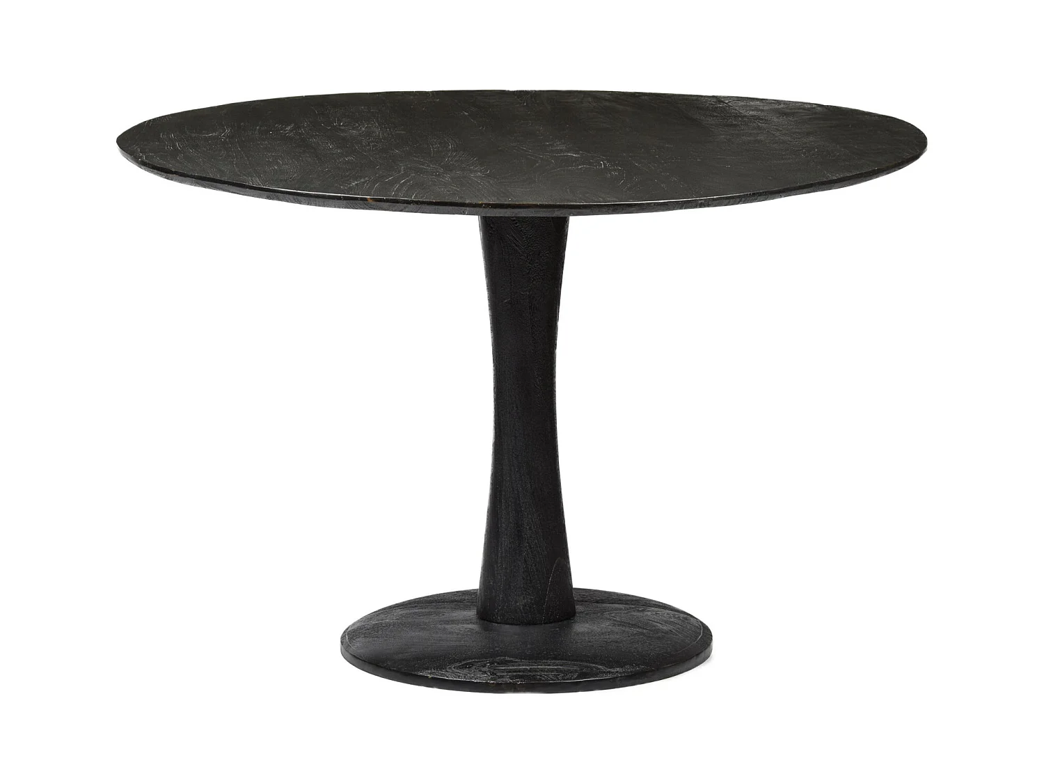 BANGALORE-Table repas ronde 4 personnes 120 cm en bois massif noir