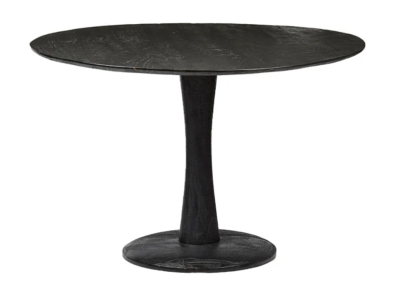BANGALORE-Table repas ronde 4 personnes 120 cm en bois massif noir