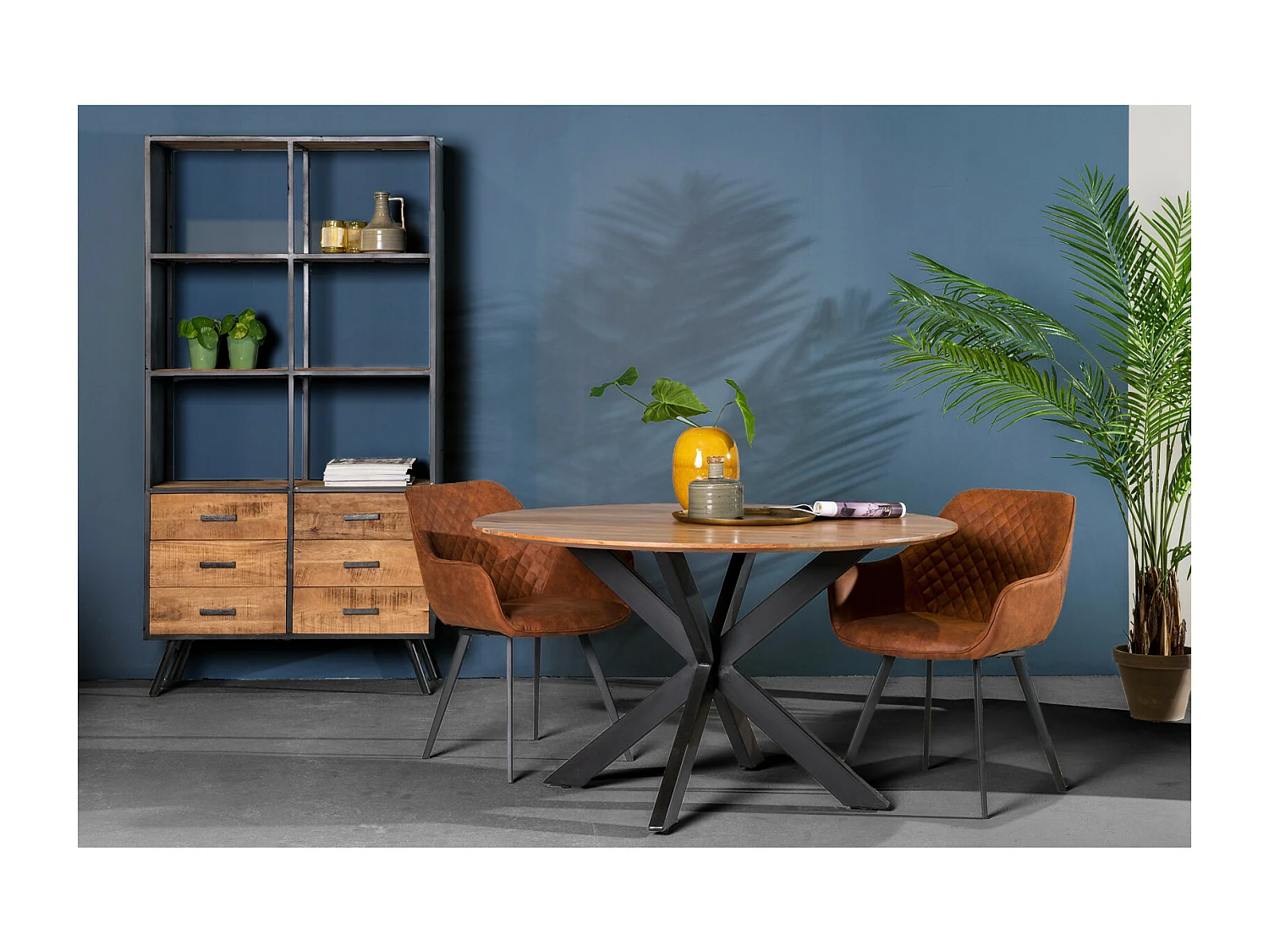 URBAN-Mesa de comedor redonda 4 personas 120 cm en madera