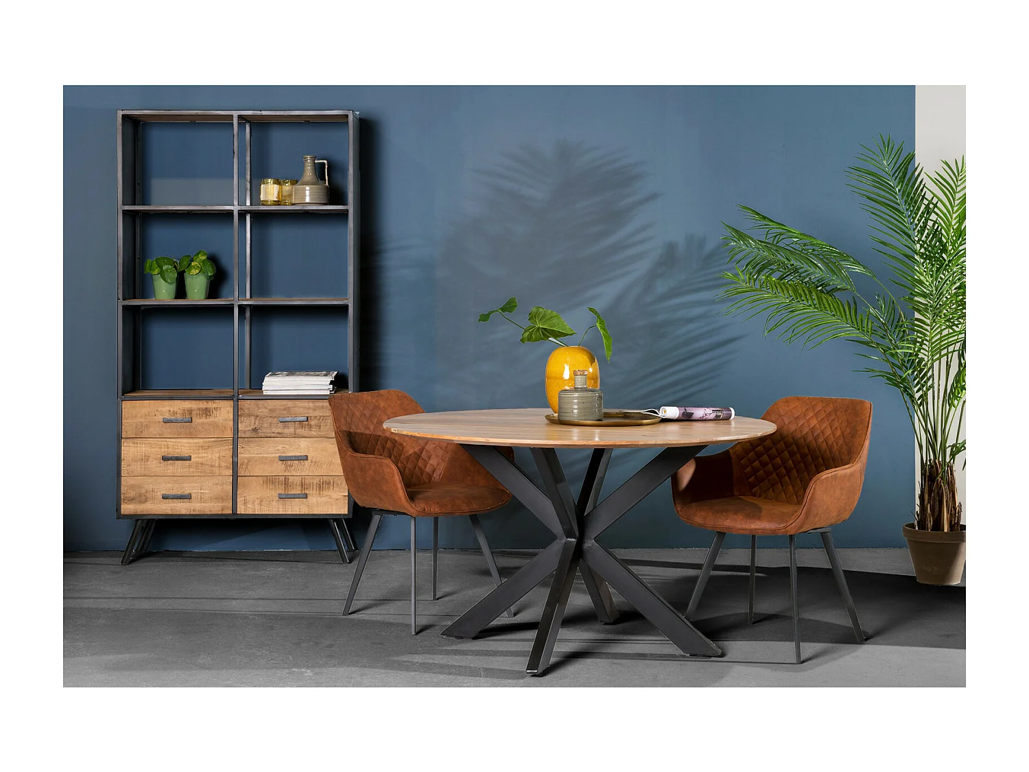URBAN-Mesa de comedor redonda 6 personas 130 cm en madera