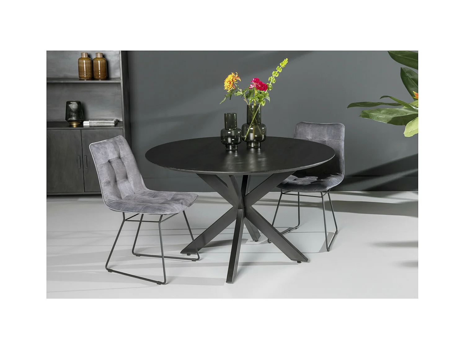 URBAN-Mesa de comedor redonda 4 personas 120 cm madera negra