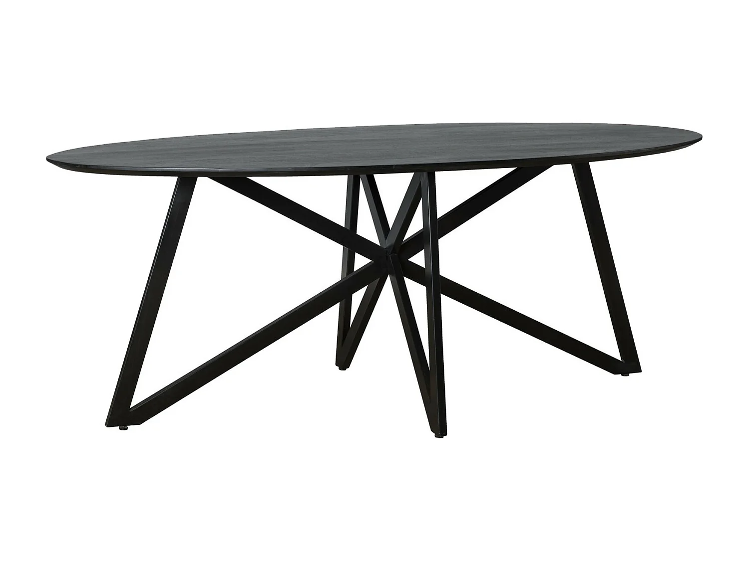 URBAN-Table à manger ovale 8 personnes 200 cm en bois massif noir