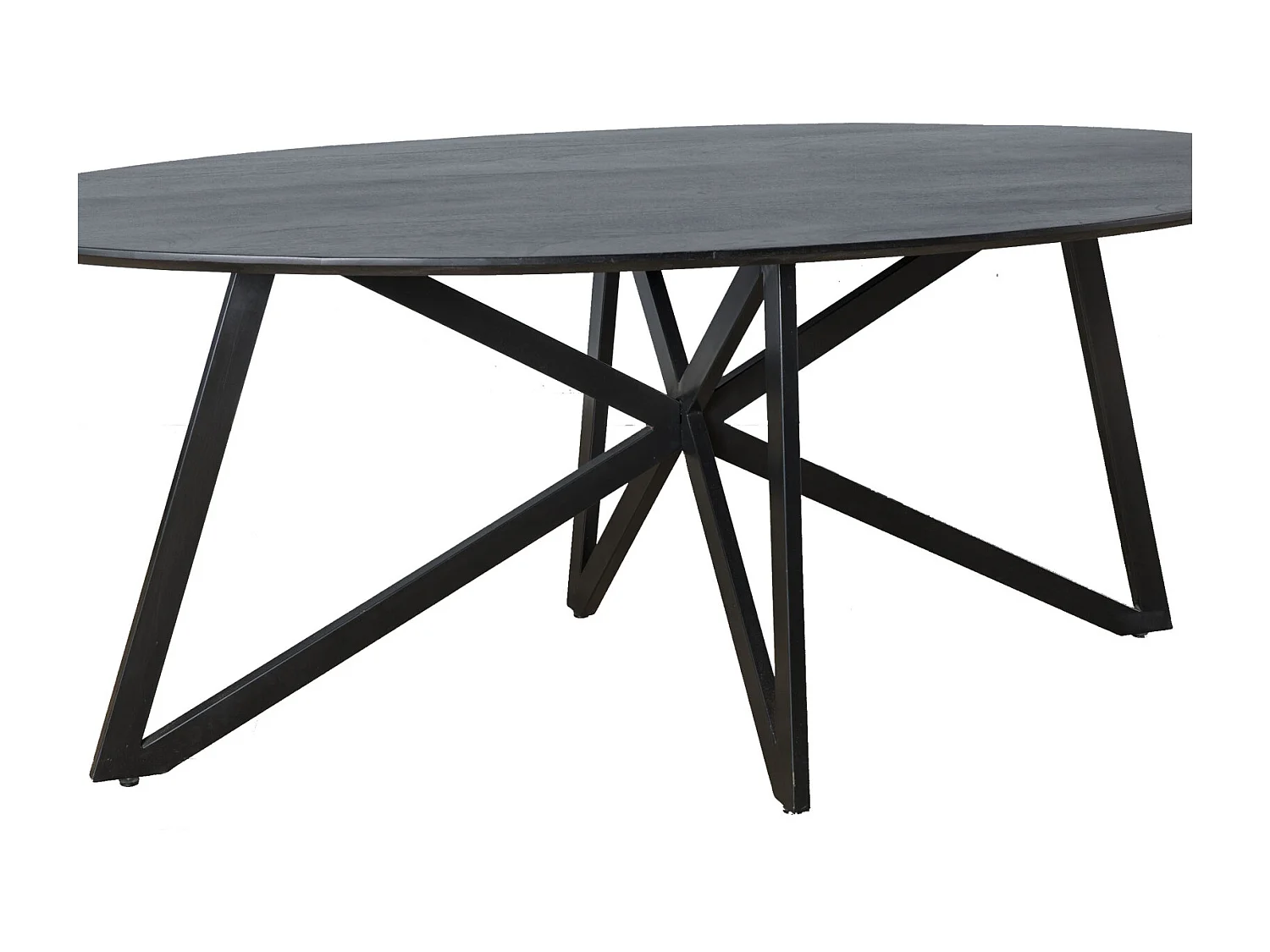 URBAN-Table à manger ovale 8 personnes 200 cm en bois massif noir