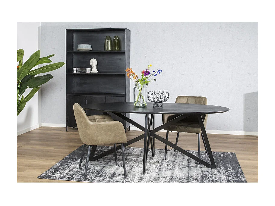 URBAN-Mesa de comedor ovalada 8 personas 200 cm madera negra