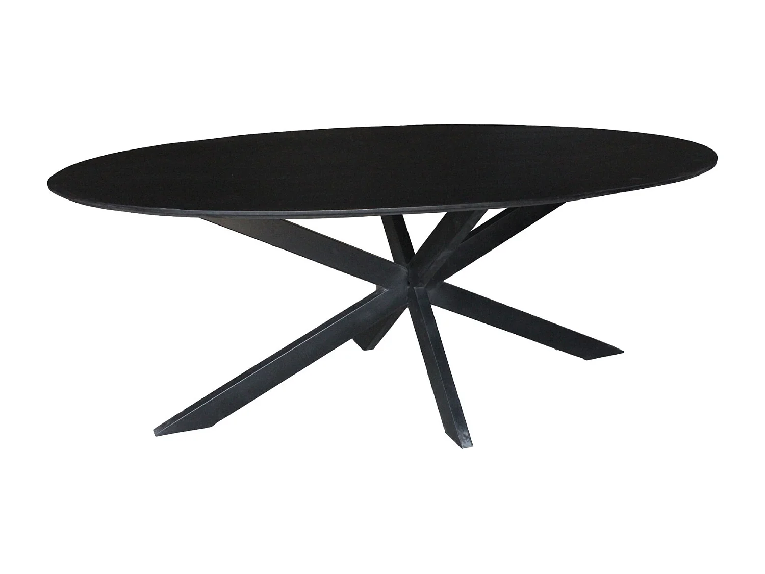 URBAN-Table à manger ovale 6/8 personnes 180 cm en bois massif noir