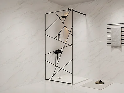 Grafische Italiaanse douchewand - Mat zwart - 100 x 200 cm - TRISEO