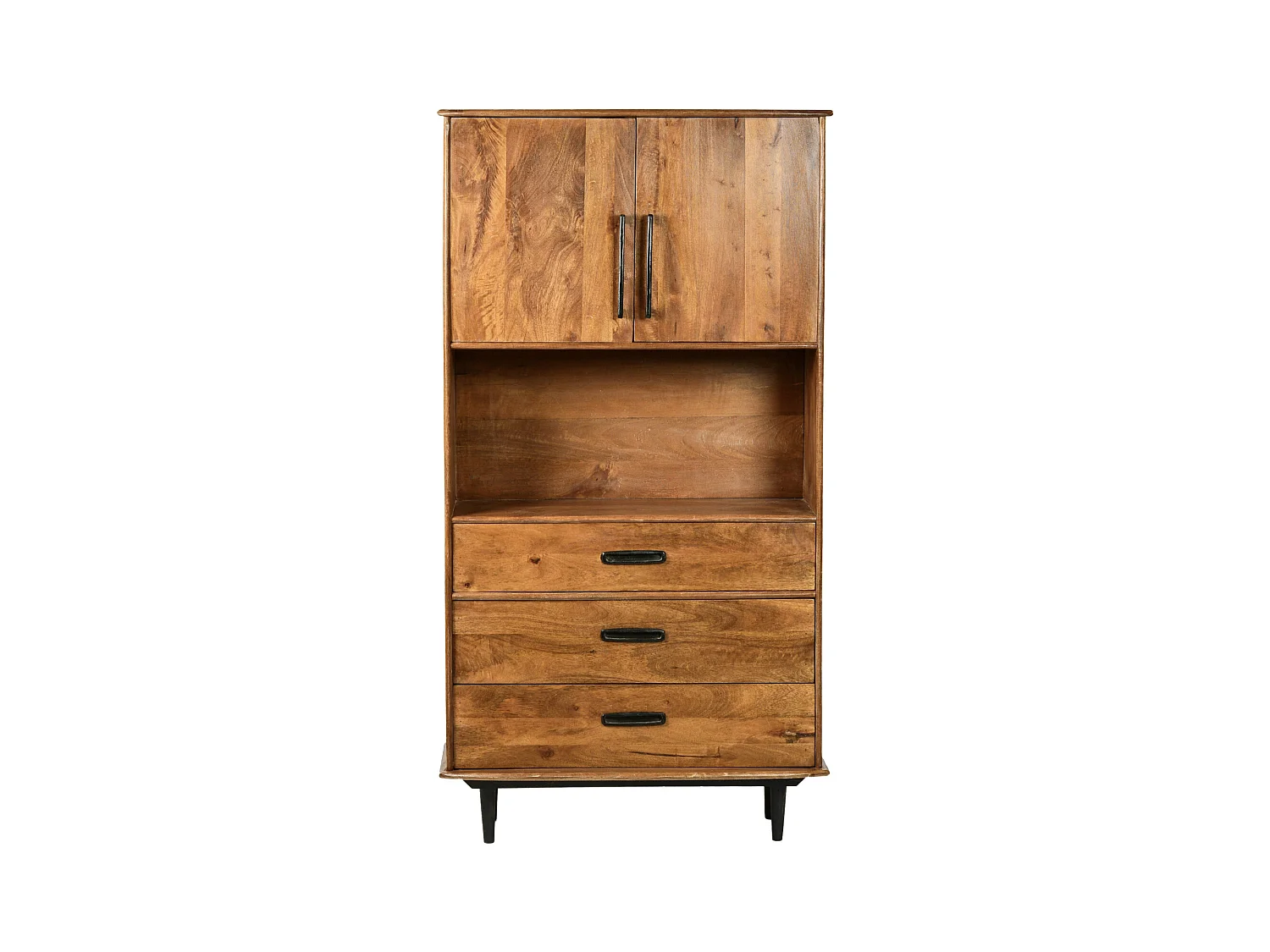 GEDEON-Buffet haut Vintage 100 cm en bois massif